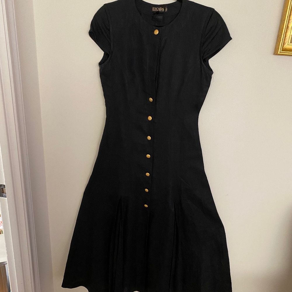 Escada Black Linen Dress made in Italy